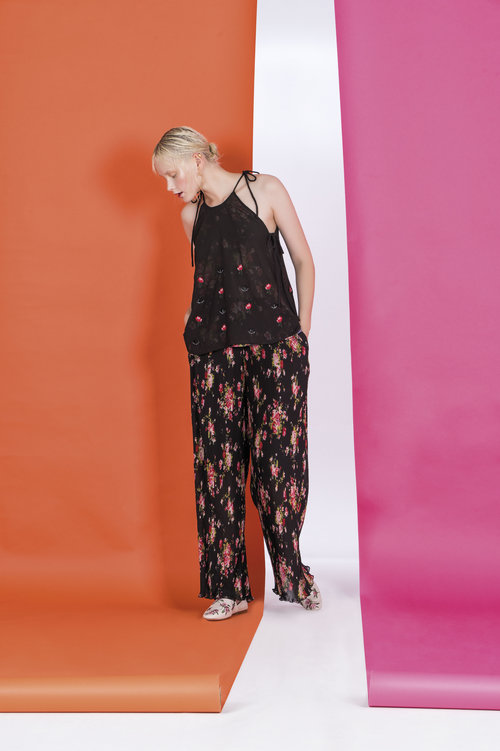 #PNT04 - Trouser in Printed Polyester GGT with Permanent Pleating